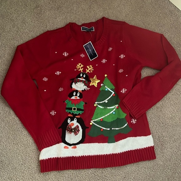 “Karen Scott- Christmas Penguin Sweater size medium women’s” - Picture 1 of 8